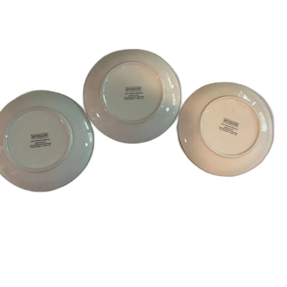 3 Vintage Restoration Hardware Noel Peace Dessert Plates White Gold Christmas